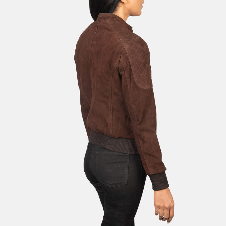 Womens Zenna Mocha Suede Bomber Jacket Tilted Back-8-1652192722848